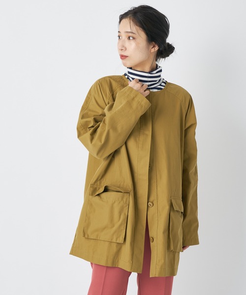 CIAOPANIC(チャオパニック)の「■ノーカラーバックギャザージャケット(ノーカラージャケット・レディース・ブラック/カーキ・FREE)」の3枚目の写真