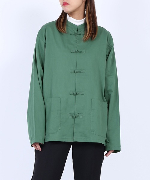 PUNYUS（プニュズ）の「チャイナシャツ（長袖）（シャツ/ブラウス・レディース・ブラウン/グリーン/ブラック/ブルー・1/4/3/2）」の3枚目の写真