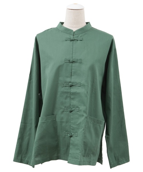 PUNYUS（プニュズ）の「チャイナシャツ（長袖）（シャツ/ブラウス・レディース・ブラウン/グリーン/ブラック/ブルー・1/4/3/2）」の12枚目の写真