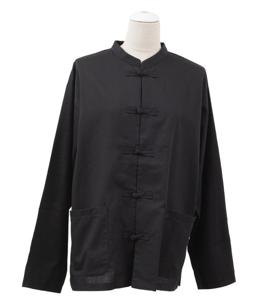 PUNYUS（プニュズ）の「チャイナシャツ（長袖）（シャツ/ブラウス・レディース・ブラウン/グリーン/ブラック/ブルー・1/4/3/2）」の10枚目の写真