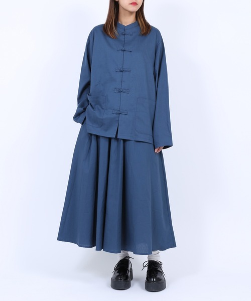 PUNYUS（プニュズ）の「チャイナシャツ（長袖）（シャツ/ブラウス・レディース・ブラウン/グリーン/ブラック/ブルー・1/4/3/2）」の7枚目の写真