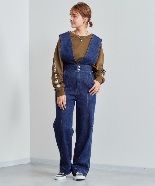 cepo（セポ）の「デニムオールインサロペット 2WAY（サロペット/オーバーオール・レディース・ブルー系1/ベージュ・S/M）」の9枚目の写真