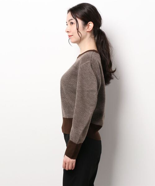 prose verse（プロズヴェール）の「ジャカード編み袖ボリュームニット（ニット/セーター・レディース・ブラック/ブラウン・FREE）」の4枚目の写真