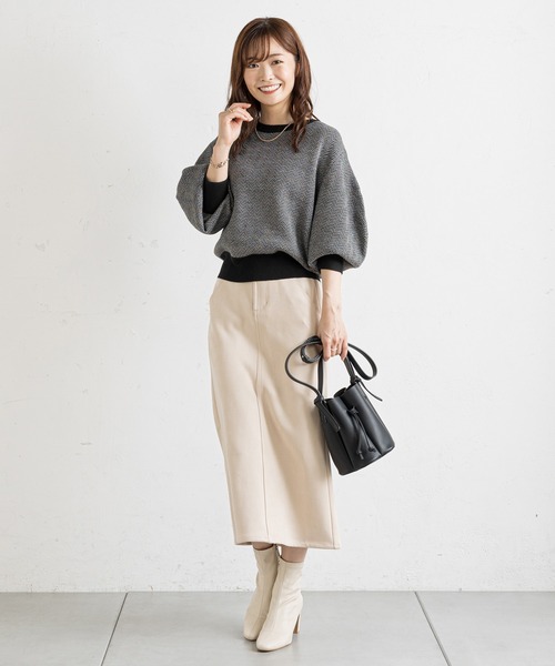 prose verse（プロズヴェール）の「ジャカード編み袖ボリュームニット（ニット/セーター・レディース・ブラック/ブラウン・FREE）」の5枚目の写真