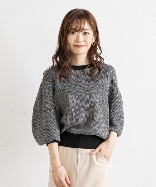 prose verse（プロズヴェール）の「ジャカード編み袖ボリュームニット（ニット/セーター・レディース・ブラック/ブラウン・FREE）」の10枚目の写真