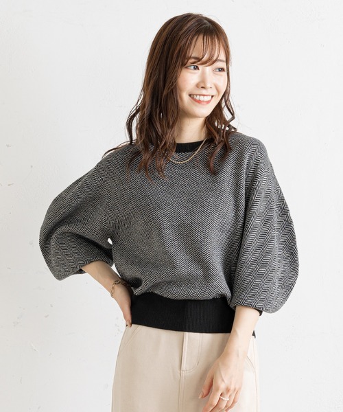 prose verse（プロズヴェール）の「ジャカード編み袖ボリュームニット（ニット/セーター・レディース・ブラック/ブラウン・FREE）」の11枚目の写真