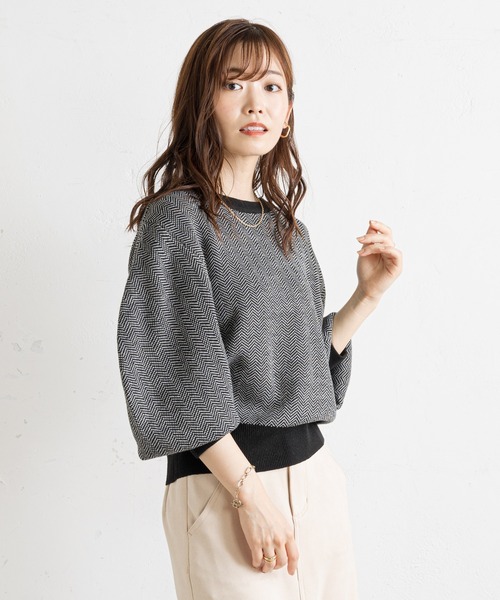 prose verse（プロズヴェール）の「ジャカード編み袖ボリュームニット（ニット/セーター・レディース・ブラック/ブラウン・FREE）」の14枚目の写真