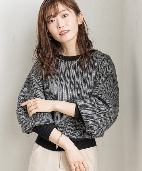 prose verse（プロズヴェール）の「ジャカード編み袖ボリュームニット（ニット/セーター・レディース・ブラック/ブラウン・FREE）」の15枚目の写真