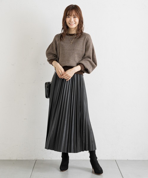 prose verse（プロズヴェール）の「ジャカード編み袖ボリュームニット（ニット/セーター・レディース・ブラック/ブラウン・FREE）」の16枚目の写真