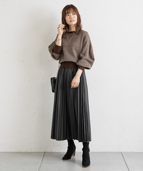 prose verse（プロズヴェール）の「ジャカード編み袖ボリュームニット（ニット/セーター・レディース・ブラック/ブラウン・FREE）」の17枚目の写真