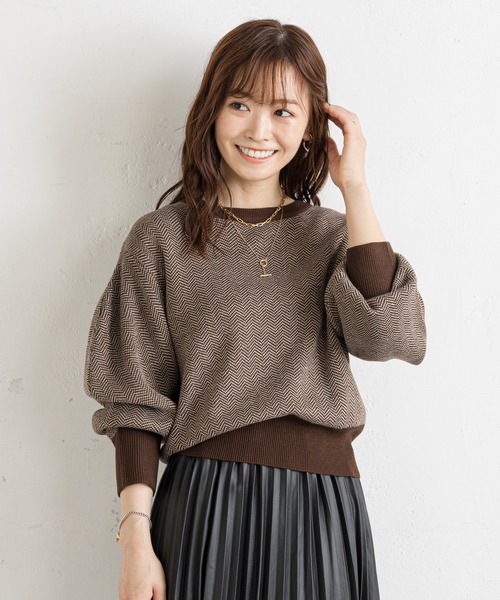 prose verse（プロズヴェール）の「ジャカード編み袖ボリュームニット（ニット/セーター・レディース・ブラック/ブラウン・FREE）」の20枚目の写真