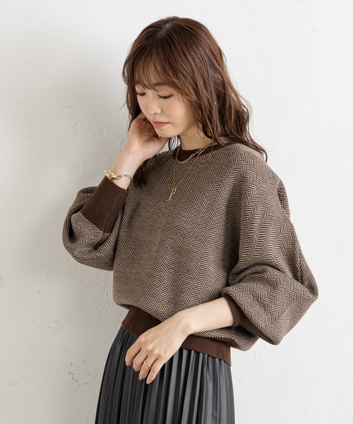 prose verse（プロズヴェール）の「ジャカード編み袖ボリュームニット（ニット/セーター・レディース・ブラック/ブラウン・FREE）」の21枚目の写真