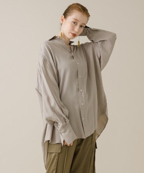 CLOCHE（クロシェ）の「cloche カラーブラウス（シャツ/ブラウス・レディース・チャコールグレー/ベージュ/ピンク・FREE）」の14枚目の写真