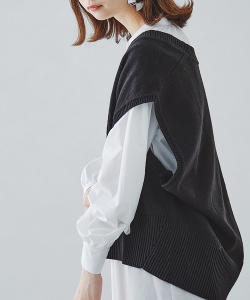 acro（アクロ）の「ディープVネックオーバーニットベスト/AC1158（ベスト・レディース・パープル/ベージュ/ブラック/ブラウン/オレンジ・ﾌﾘ-）」の22枚目の写真