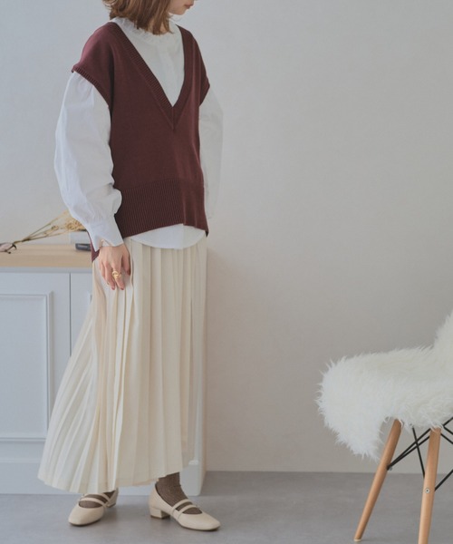 acro（アクロ）の「ディープVネックオーバーニットベスト/AC1158（ベスト・レディース・パープル/ベージュ/ブラック/ブラウン/オレンジ・ﾌﾘ-）」の13枚目の写真
