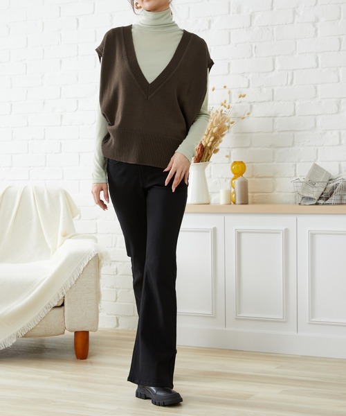 acro（アクロ）の「ディープVネックオーバーニットベスト/AC1158（ベスト・レディース・パープル/ベージュ/ブラック/ブラウン/オレンジ・ﾌﾘ-）」の12枚目の写真