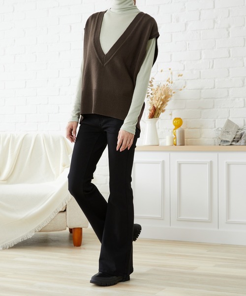 acro（アクロ）の「ディープVネックオーバーニットベスト/AC1158（ベスト・レディース・パープル/ベージュ/ブラック/ブラウン/オレンジ・ﾌﾘ-）」の11枚目の写真