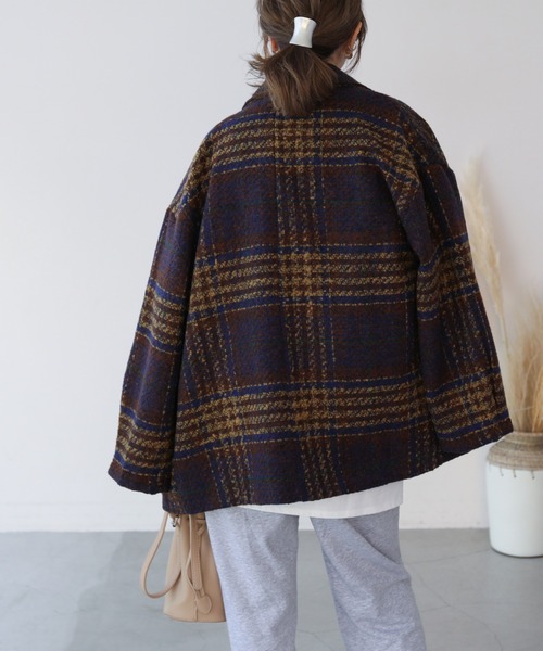 frames RAY CASSIN（フレームスレイカズン）の「【WEB限定】チェックオーバーサイズジャケット（その他アウター・レディース・ベージュ/ネイビー・FREE）」の3枚目の写真