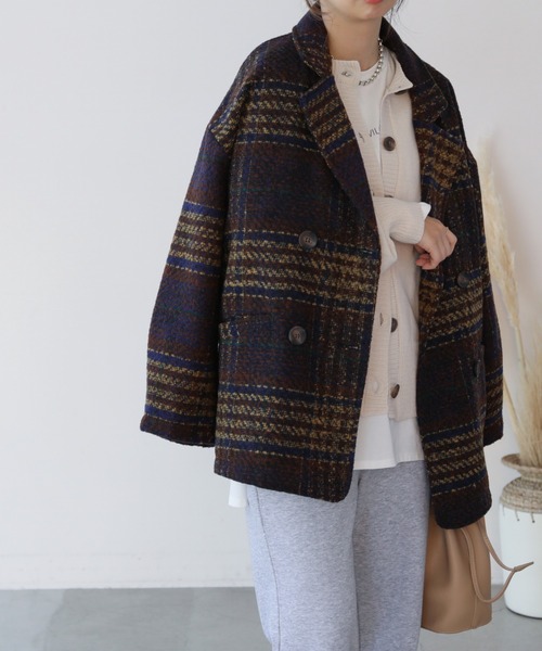 frames RAY CASSIN（フレームスレイカズン）の「【WEB限定】チェックオーバーサイズジャケット（その他アウター・レディース・ベージュ/ネイビー・FREE）」の16枚目の写真