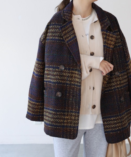 frames RAY CASSIN（フレームスレイカズン）の「【WEB限定】チェックオーバーサイズジャケット（その他アウター・レディース・ベージュ/ネイビー・FREE）」の10枚目の写真