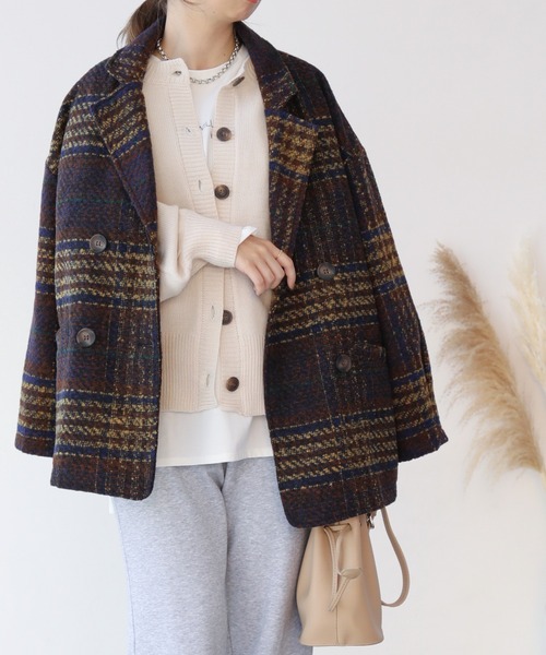 frames RAY CASSIN（フレームスレイカズン）の「【WEB限定】チェックオーバーサイズジャケット（その他アウター・レディース・ベージュ/ネイビー・FREE）」の19枚目の写真