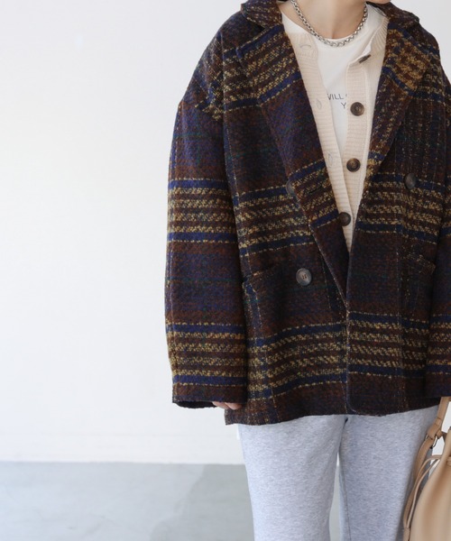 frames RAY CASSIN（フレームスレイカズン）の「【WEB限定】チェックオーバーサイズジャケット（その他アウター・レディース・ベージュ/ネイビー・FREE）」の4枚目の写真