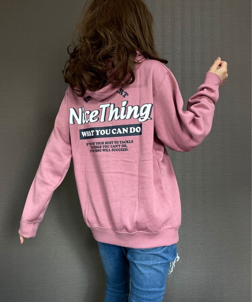 GGD（ジージーディー）の「バックプリント裏起毛90sレトロロゴパーカー（パーカー・レディース・グリーン/ブラック/ピンク/グレー・M/LL/L）」の4枚目の写真