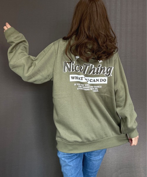 GGD（ジージーディー）の「バックプリント裏起毛90sレトロロゴパーカー（パーカー・レディース・グリーン/ブラック/ピンク/グレー・M/LL/L）」の3枚目の写真