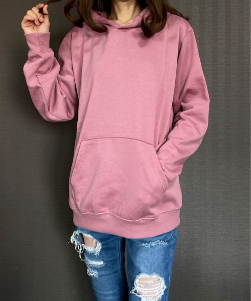 GGD（ジージーディー）の「バックプリント裏起毛90sレトロロゴパーカー（パーカー・レディース・グリーン/ブラック/ピンク/グレー・M/LL/L）」の11枚目の写真