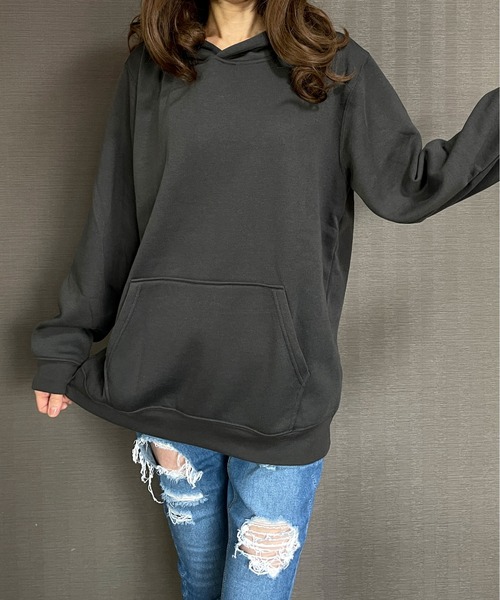 GGD（ジージーディー）の「バックプリント裏起毛90sレトロロゴパーカー（パーカー・レディース・グリーン/ブラック/ピンク/グレー・M/LL/L）」の17枚目の写真