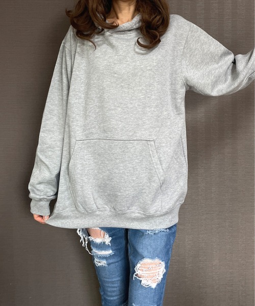 GGD（ジージーディー）の「バックプリント裏起毛90sレトロロゴパーカー（パーカー・レディース・グリーン/ブラック/ピンク/グレー・M/LL/L）」の15枚目の写真