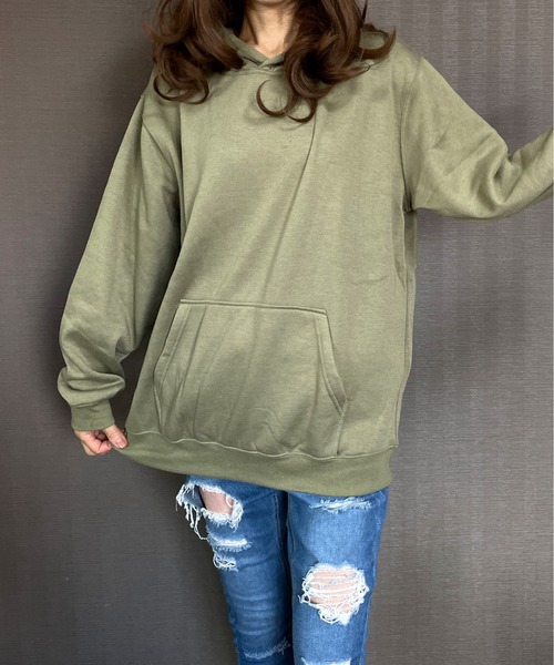 GGD（ジージーディー）の「バックプリント裏起毛90sレトロロゴパーカー（パーカー・レディース・グリーン/ブラック/ピンク/グレー・M/LL/L）」の13枚目の写真