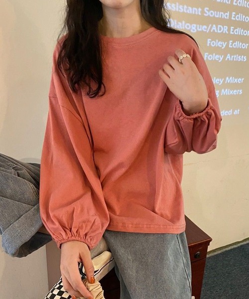 Anuenue（アヌエヌエ）の「袖口ゴムランタンスリーブトップス（Tシャツ/カットソー・レディース・ホワイト/ブラック/パープル/ピンク/イエロー/ブルー・2L/3L/M/L）」の6枚目の写真