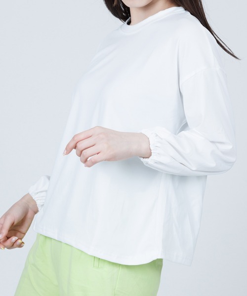 Anuenue（アヌエヌエ）の「袖口ゴムランタンスリーブトップス（Tシャツ/カットソー・レディース・ホワイト/ブラック/パープル/ピンク/イエロー/ブルー・2L/3L/M/L）」の7枚目の写真