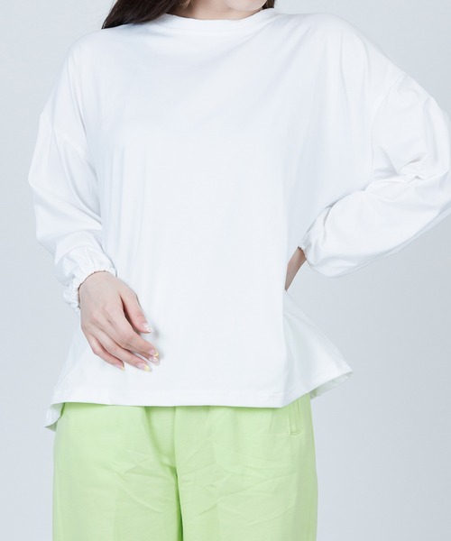 Anuenue（アヌエヌエ）の「袖口ゴムランタンスリーブトップス（Tシャツ/カットソー・レディース・ホワイト/ブラック/パープル/ピンク/イエロー/ブルー・2L/3L/M/L）」の8枚目の写真