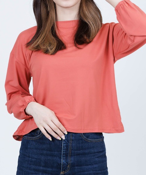 Anuenue（アヌエヌエ）の「袖口ゴムランタンスリーブトップス（Tシャツ/カットソー・レディース・ホワイト/ブラック/パープル/ピンク/イエロー/ブルー・2L/3L/M/L）」の16枚目の写真