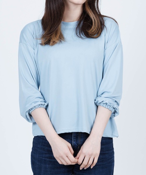 Anuenue（アヌエヌエ）の「袖口ゴムランタンスリーブトップス（Tシャツ/カットソー・レディース・ホワイト/ブラック/パープル/ピンク/イエロー/ブルー・2L/3L/M/L）」の19枚目の写真