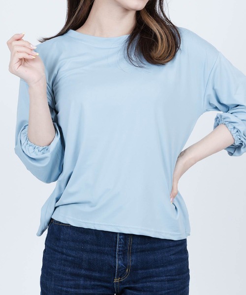 Anuenue（アヌエヌエ）の「袖口ゴムランタンスリーブトップス（Tシャツ/カットソー・レディース・ホワイト/ブラック/パープル/ピンク/イエロー/ブルー・2L/3L/M/L）」の20枚目の写真