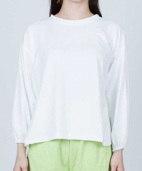 Anuenue（アヌエヌエ）の「袖口ゴムランタンスリーブトップス（Tシャツ/カットソー・レディース・ホワイト/ブラック/パープル/ピンク/イエロー/ブルー・2L/3L/M/L）」の9枚目の写真