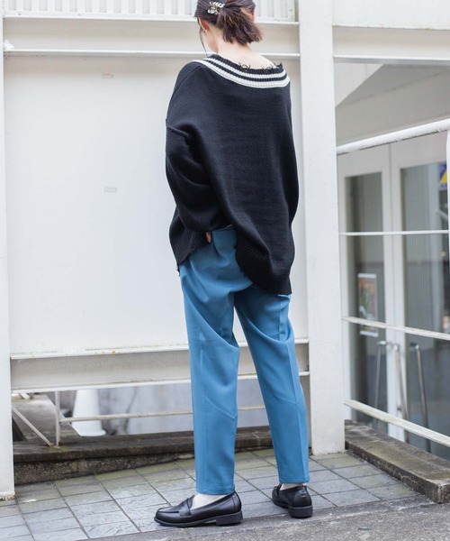 WEGO（ウィゴー）の「WEGO/センタープレステーパードパンツ（スラックス・レディース・ケリー/ブルー/レッド/ブラック/ピンク/アイボリー・SMALL/LARGE/MEDIUM）」の19枚目の写真