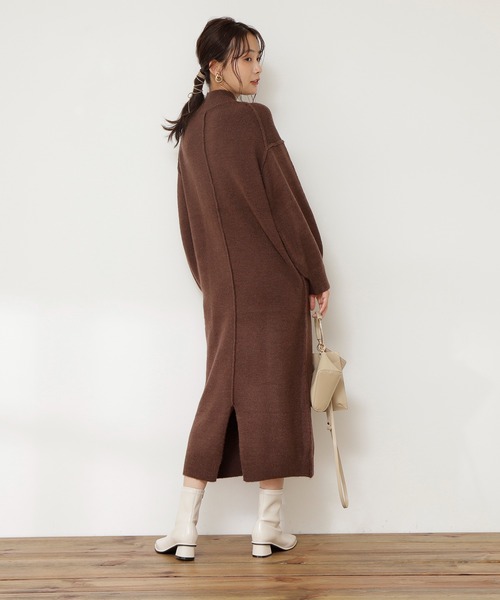N.(N. Natural Beauty Basic)(エヌエヌナチュラルビューティーベーシック)の「◆ブークレストレッチニットワンピース(ワンピース・レディース・チャコールグレー/ライトグリーン/モカ・MEDIUM)」の17枚目の写真