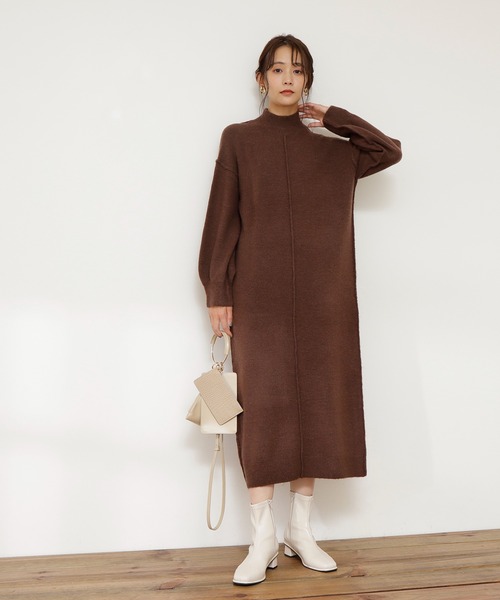 N.(N. Natural Beauty Basic)(エヌエヌナチュラルビューティーベーシック)の「◆ブークレストレッチニットワンピース(ワンピース・レディース・チャコールグレー/ライトグリーン/モカ・MEDIUM)」の15枚目の写真