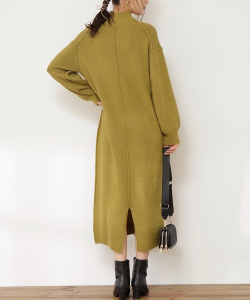 N.(N. Natural Beauty Basic)(エヌエヌナチュラルビューティーベーシック)の「◆ブークレストレッチニットワンピース(ワンピース・レディース・チャコールグレー/ライトグリーン/モカ・MEDIUM)」の8枚目の写真