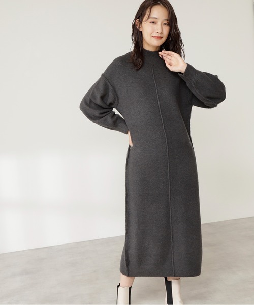 N.(N. Natural Beauty Basic)(エヌエヌナチュラルビューティーベーシック)の「◆ブークレストレッチニットワンピース(ワンピース・レディース・チャコールグレー/ライトグリーン/モカ・MEDIUM)」の13枚目の写真