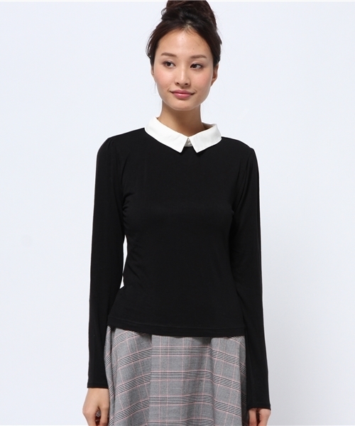 one after another NICE CLAUP(ワンアフターアナザーナイスクラップ)の「【ナイスクラップ】衿付ウォームカットソー(Tシャツ/カットソー・レディース・オフホワイト/ラベンダー/ブル-グレ-/ブラック・FREE)」の5枚目の写真