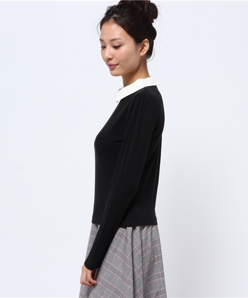 one after another NICE CLAUP(ワンアフターアナザーナイスクラップ)の「【ナイスクラップ】衿付ウォームカットソー(Tシャツ/カットソー・レディース・オフホワイト/ラベンダー/ブル-グレ-/ブラック・FREE)」の6枚目の写真