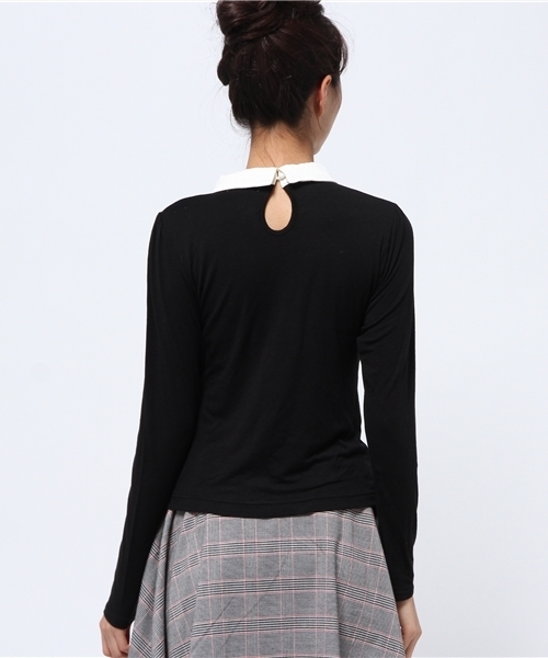 one after another NICE CLAUP(ワンアフターアナザーナイスクラップ)の「【ナイスクラップ】衿付ウォームカットソー(Tシャツ/カットソー・レディース・オフホワイト/ラベンダー/ブル-グレ-/ブラック・FREE)」の7枚目の写真