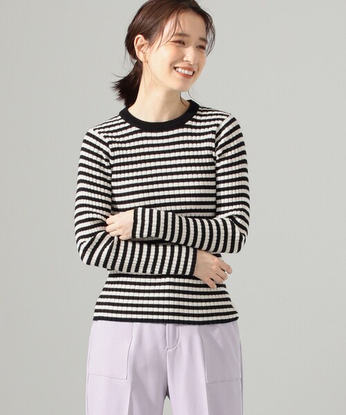 SHARE PARK（シェアパーク）の「リブクルーネックニット（ニット/セーター・レディース・ブラック系1/アイボリー系/ネイビー系/サックスブルー系・1）」の2枚目の写真