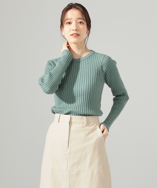 SHARE PARK（シェアパーク）の「リブクルーネックニット（ニット/セーター・レディース・ブラック系1/アイボリー系/ネイビー系/サックスブルー系・1）」の4枚目の写真