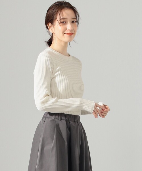 SHARE PARK（シェアパーク）の「リブクルーネックニット（ニット/セーター・レディース・ブラック系1/アイボリー系/ネイビー系/サックスブルー系・1）」の5枚目の写真